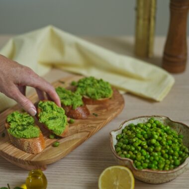 Minted peas and mint pea puree