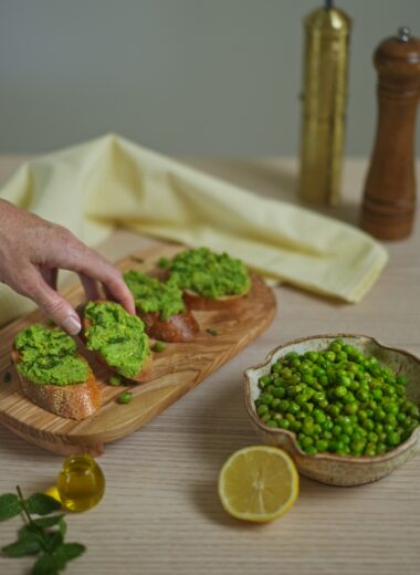 Minted peas and mint pea puree