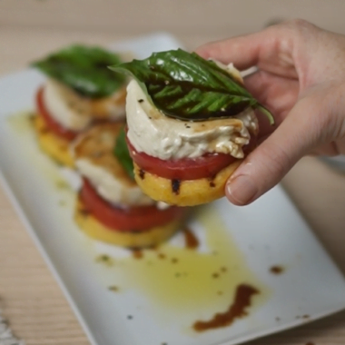easy caprese polenta stacks