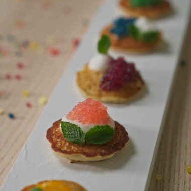 rainbow vegan fruit caviar centerpiece