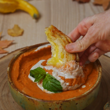roasted tomato soup with grilled cheese